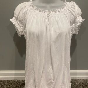 White Puff Sleeve Ruffled Blouse